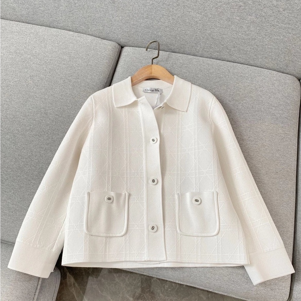 Dior Cream Button-Front Textured Jacket
